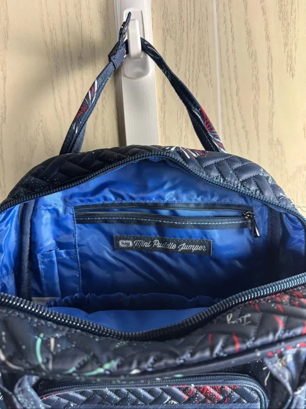 NWOT Lug Mini Puddle Jumper Backpack Navy Blue Fireworks Double Handle